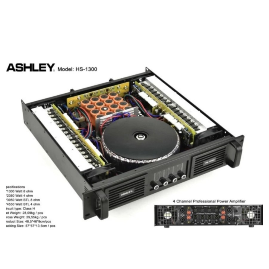 Power Amplifier Ashley HS-1300 Class H Power Ashley 4 Channel