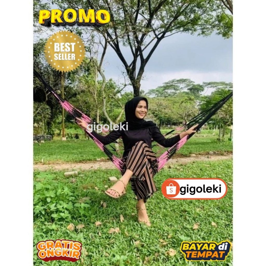 Ayunan Tali Rajut Dewasa - Ayunan Gantung Jaring Hammock / Jaring Webing