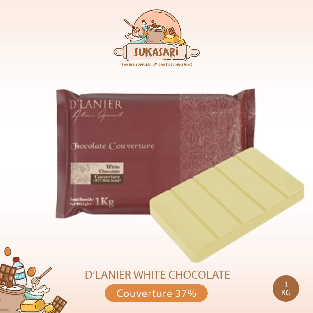 

D'Lanier White Chocolate Couverture 37% 1kg / Chocolate batang Coklat Couveture D Lanier (37% Milk Solid)