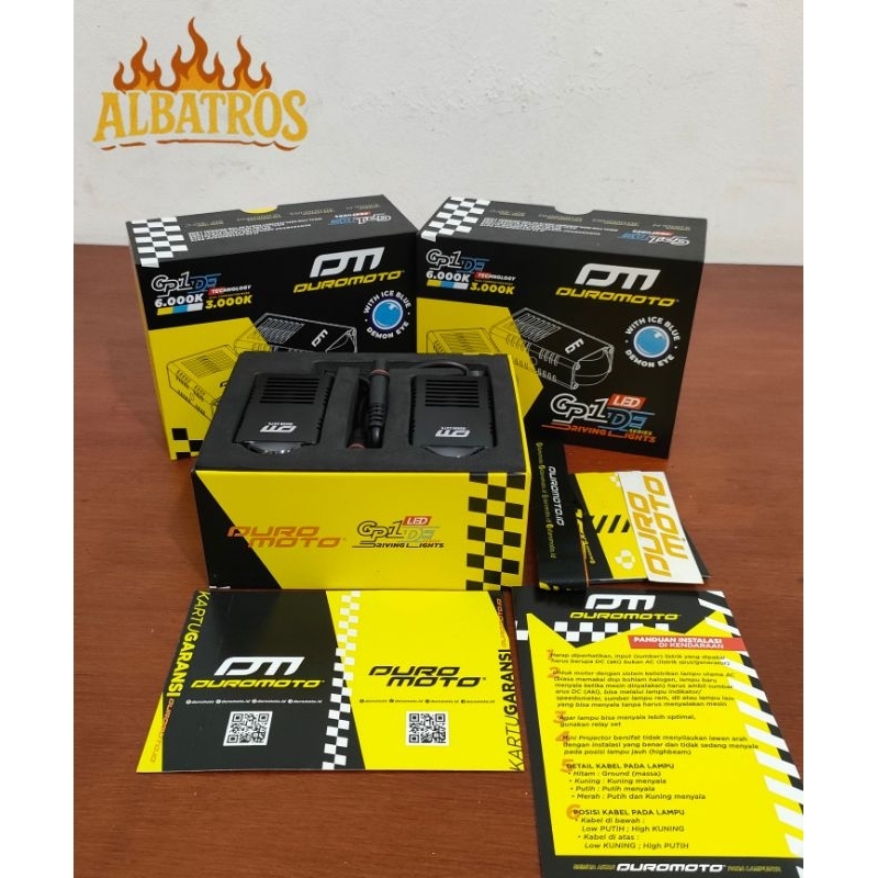 Duromoto GP1 DE (PUTIH KUNING DILENGKAPI DEMON ICE BLUE  )