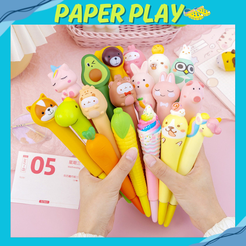 

PAPERPLAY Pulpen Gel Model Squishy / Alat Tulis Ballpoint Pen Karakter Lucu Mainan Anak P16