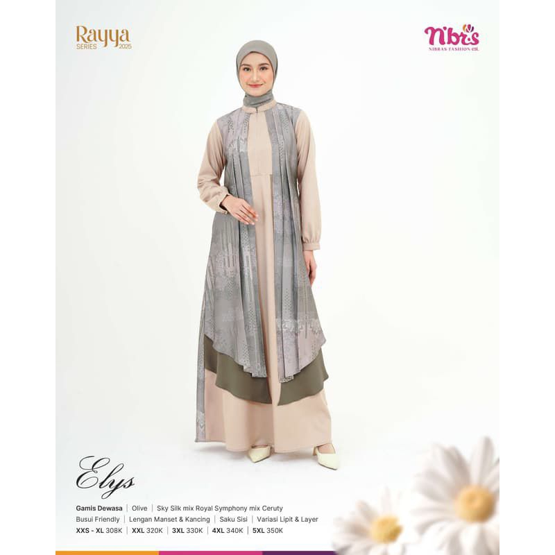 Elys Gamis Olive Size L By nibras/ Gamis size L/ Ld 106/ abaya