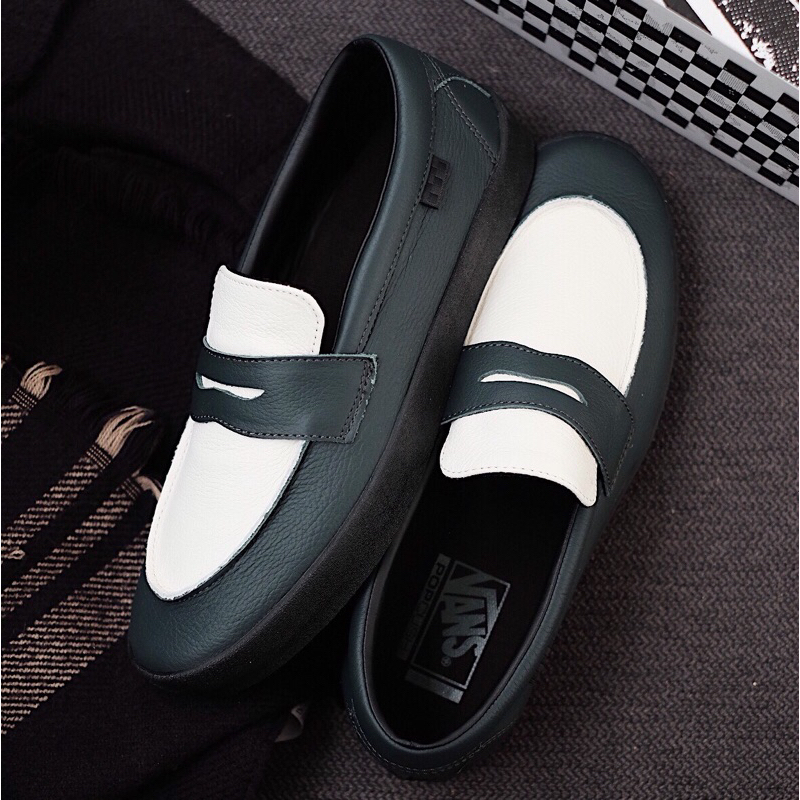 SEPATU VANS SLIP ON PRO SKATE LOAFER LEATHER DARK FOREST 100% ORIGINAL RESMI