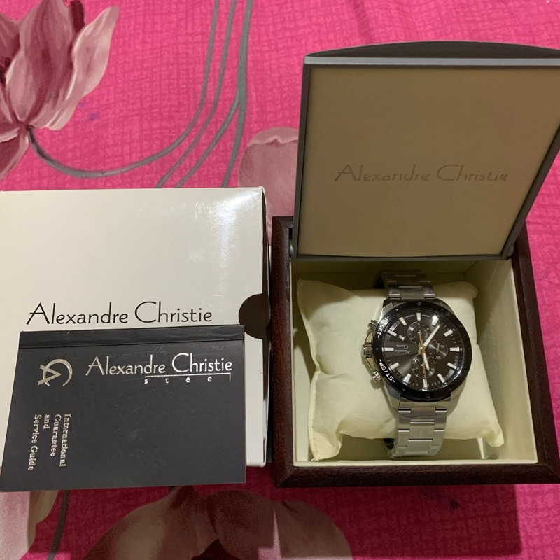 Alexandre Christie Chronograph AC 6669 MC BTBBA Men Black Dial Stainless Steel Strap