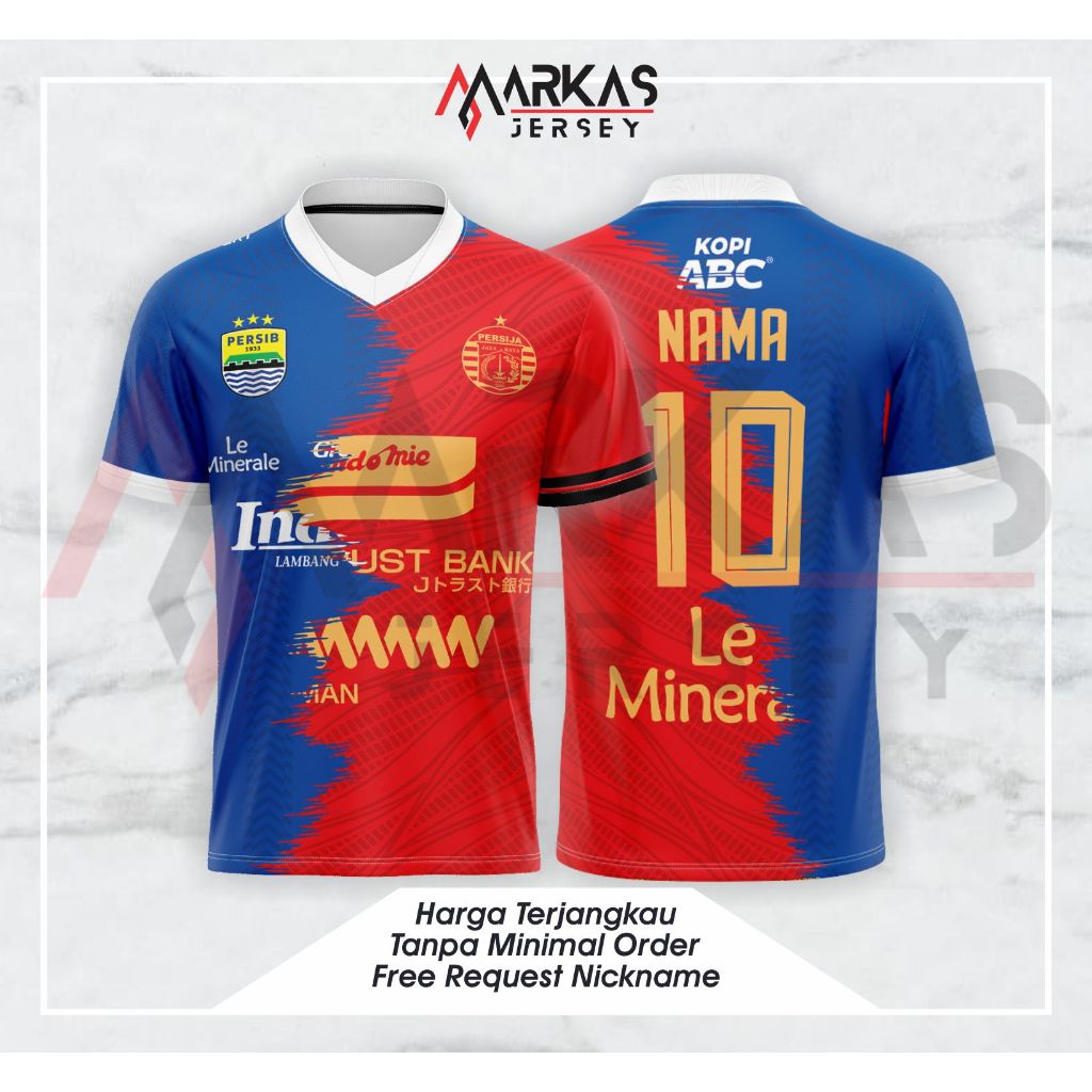 JERSEY BAJU KAOS KOMBINASI PERSIJA PERSIB TERBARU FULLPRINTING BISA REQUEST NAMA