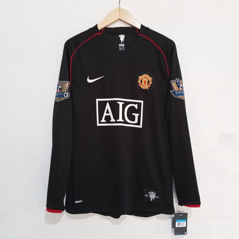 Jersey Manchester United Away 2007/2008 Long Sleeve Nameset Ronaldo Premier League Jersey Ronaldo Le