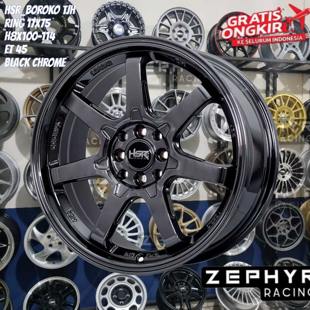 velg HSR ring 17 BLACK CHROME untuk avanza, xenia, yaris, honda city dll r17