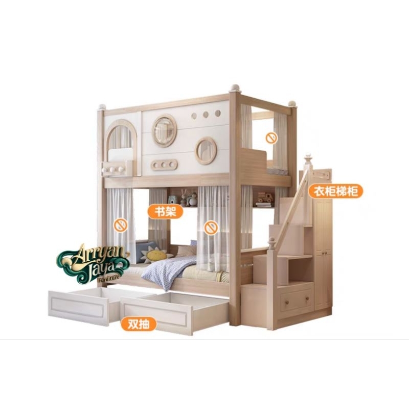 tempat tidur tingkat anak, ranjang susun , kasur tingkat