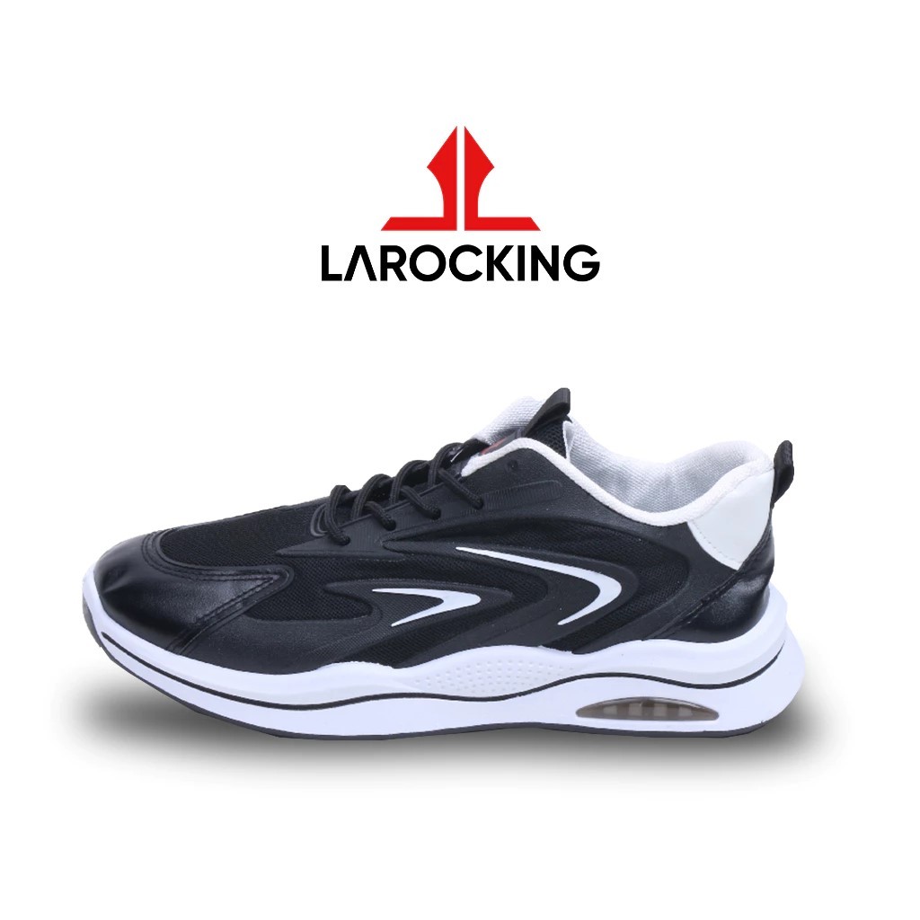 COD Promo Terbaru Larocking Stone Hitam Putih Sepatu Sneakers Pria