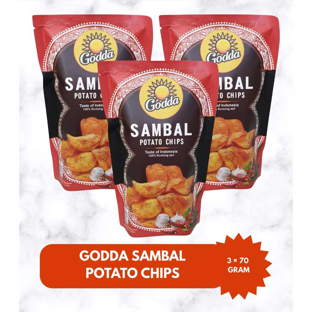 

Keripik Kentang Godda Sambal Potato Chips Bundle (3 x 70 gr)