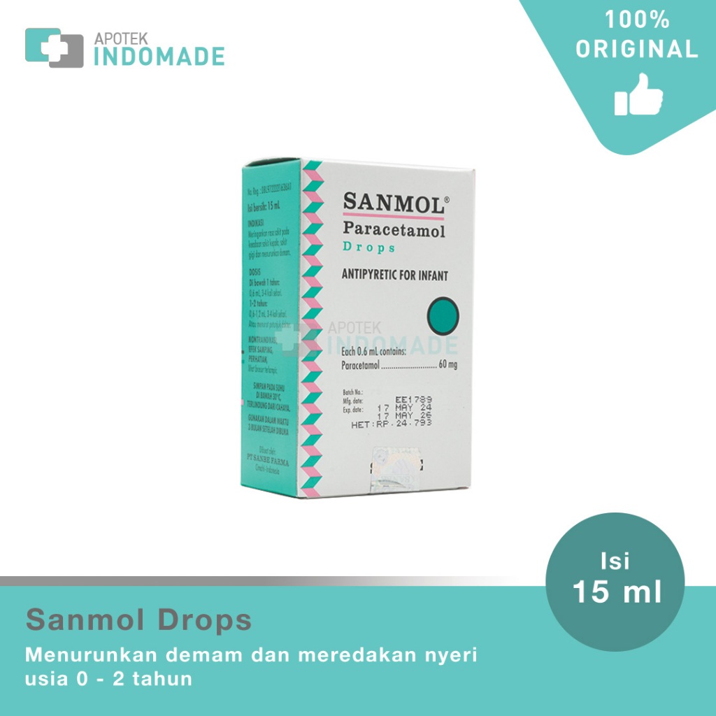 Sanmol Drop 15 ML - Penurun Demam Bayi / Obat Penurun Panas Bayi / Paracetamol Untuk Bayi