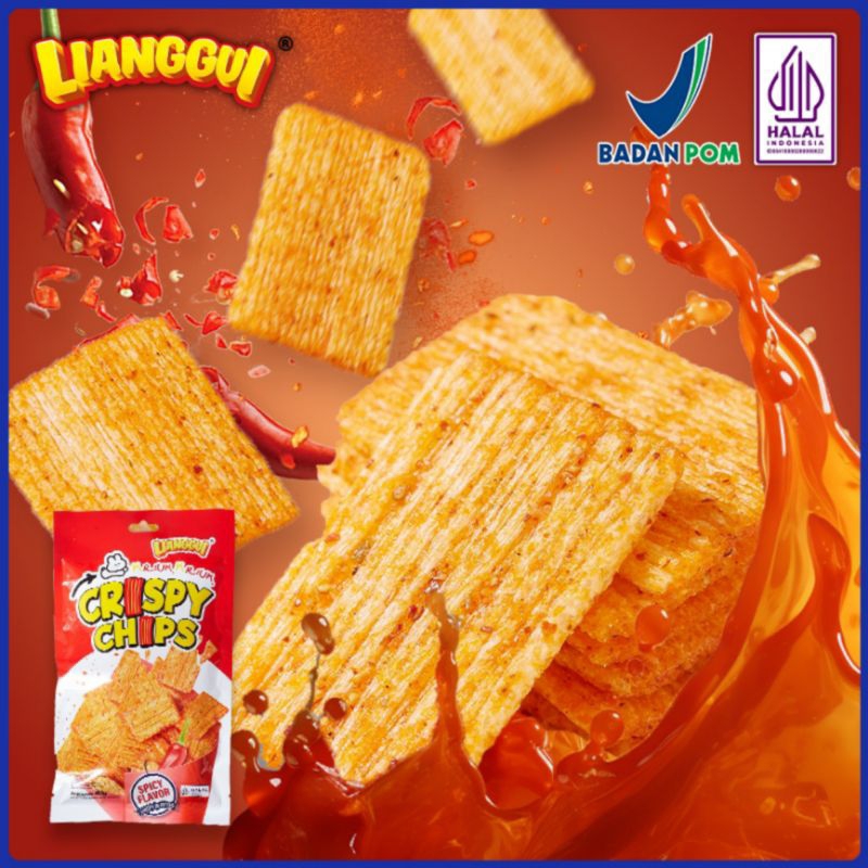 

[Halal] Crispy Chips Spicy & BBQ 40g Lianggui/ Cemilan Pedas
