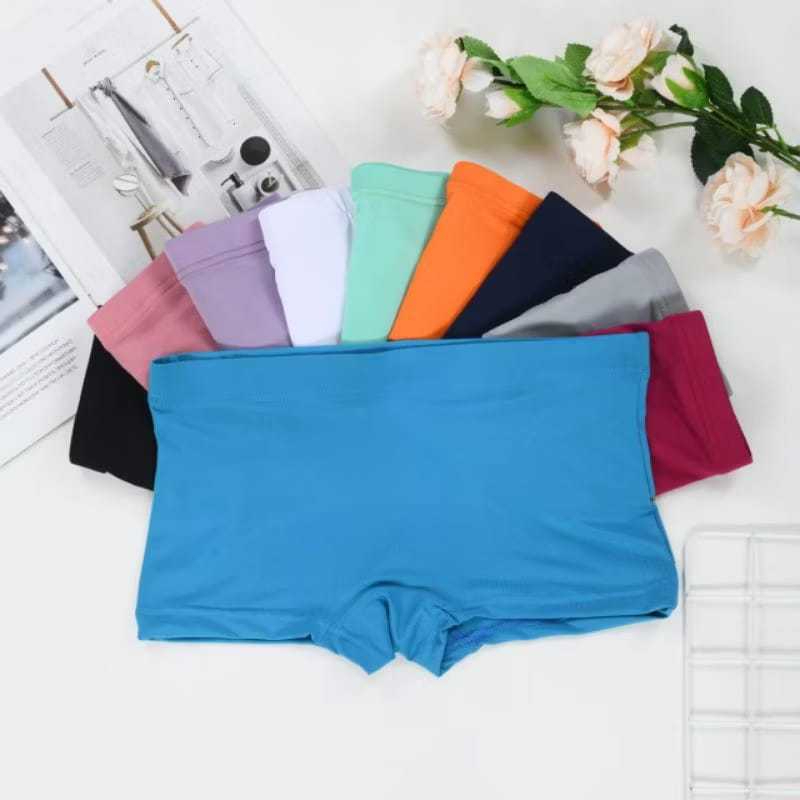 10 Pcs Celana Dalam Wanita Model Boxer Mini Short Pants Lady Traceless Anti Nyeplak CD Cewe Dalaman 