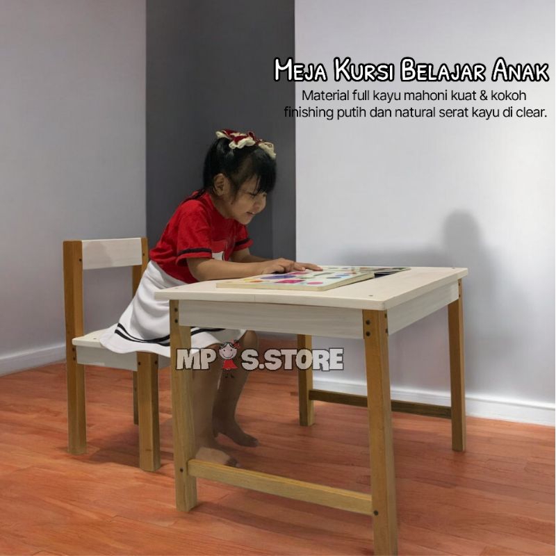 Meja Belajar Anak Meja Kursi Paud Meja Kursi Anak Minimalis Aesthetic Kayu Mahoni
