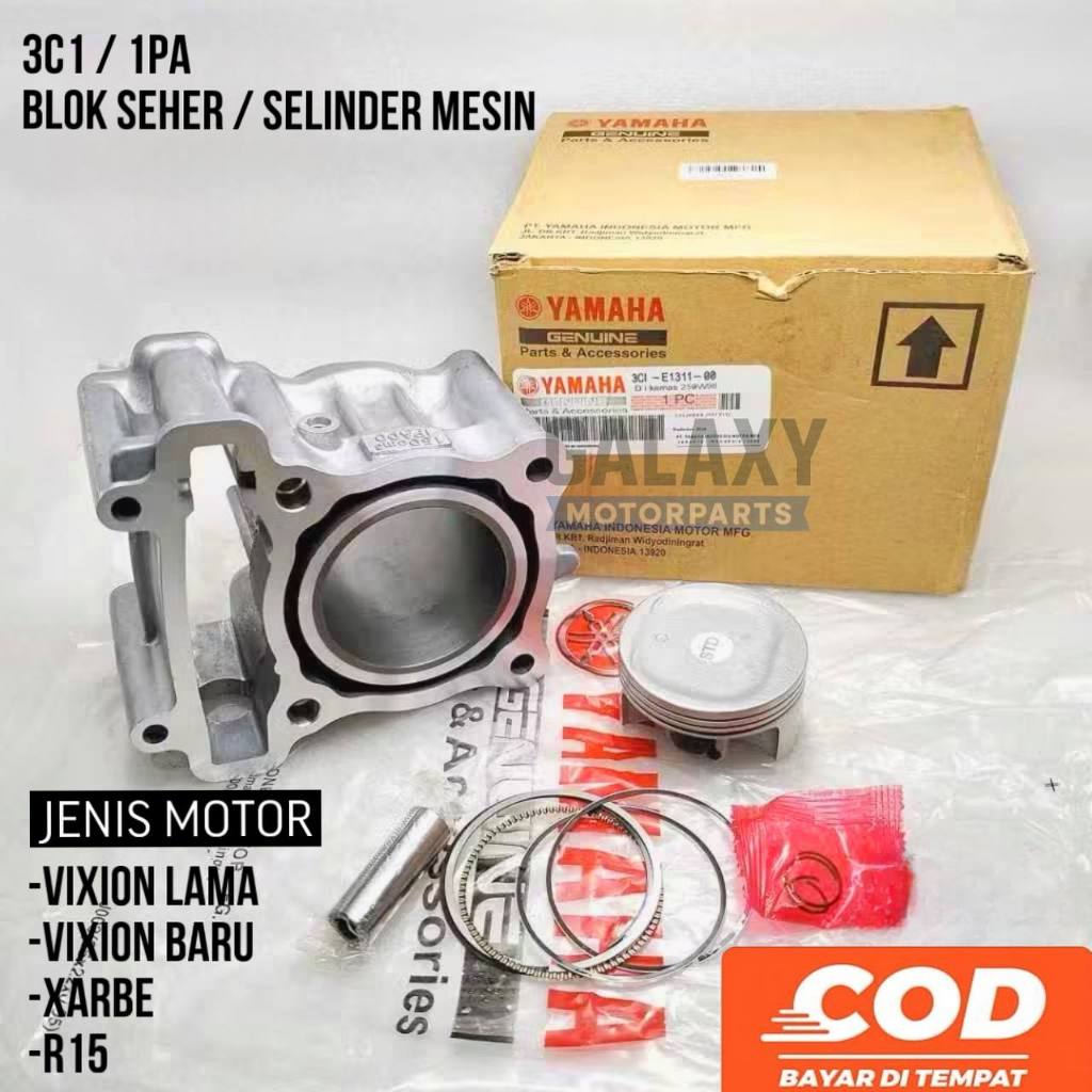 Blok Seher Komplit 1PA /3C1 Cylinder Motor Yamaha Vixion Old dan New, Vixion Lampu Bohlam 2007/2015