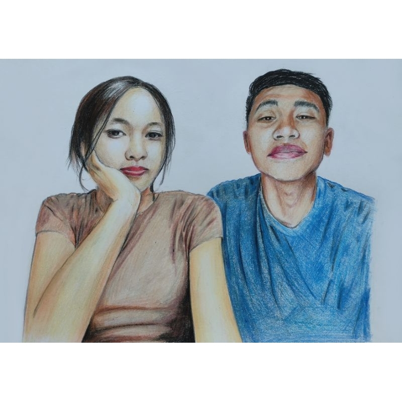 Gambar Wajah Berwarna/Lukisan Wajah Pensil Berwarna A3