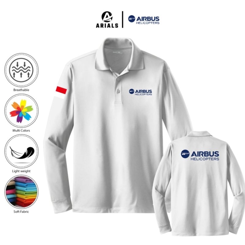 Arials Polo shirt Baju Kaos Kerah Lengan Panjang Airbus Helicopters