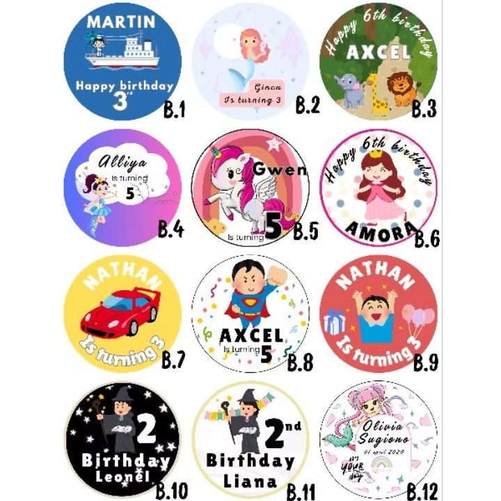 

stiker ulang tahun anak, stiker bulat, stiker ultah,stiker bulat ultah