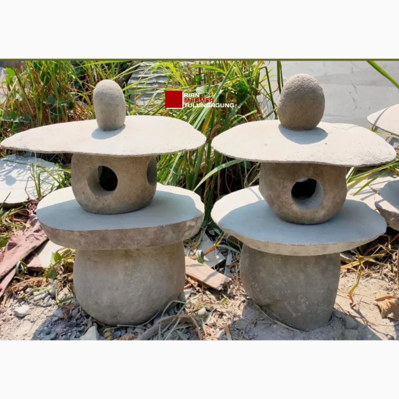 Lampu Taman Hias Ala Jepang Natural batu kali bersih rapi