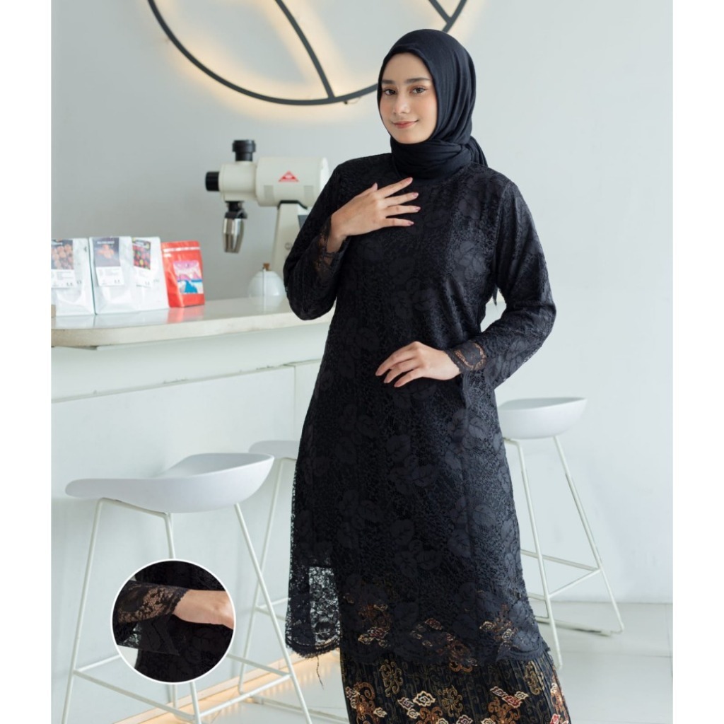 RATU KEBAYA || PROMO KEBAYA BRUKAT TUNIK GAMIS MUSLIM MODERN WARNA HITAM ATASAN JUMBO DAN SETELAN HI