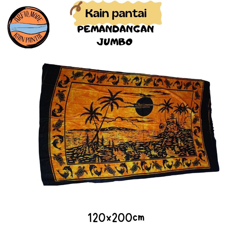 Kain BALI-Kain Pantai-MOTIF Pemandangan Pantai Jumbo Ukuran 120cmX200cm