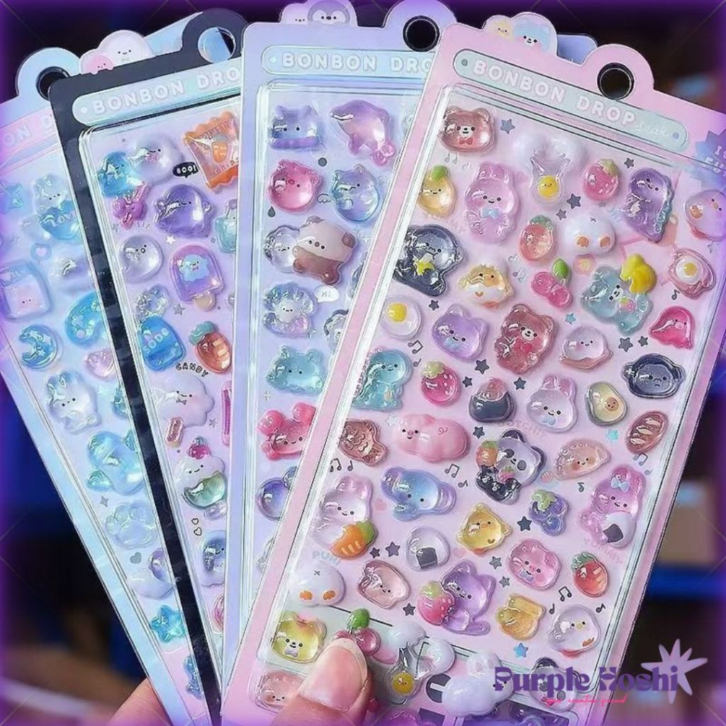 

Purple Hoshi1 Lembar Stiker 3D Timbul DIY Scrapbook Sticker Journal Unik Lucu Karakter