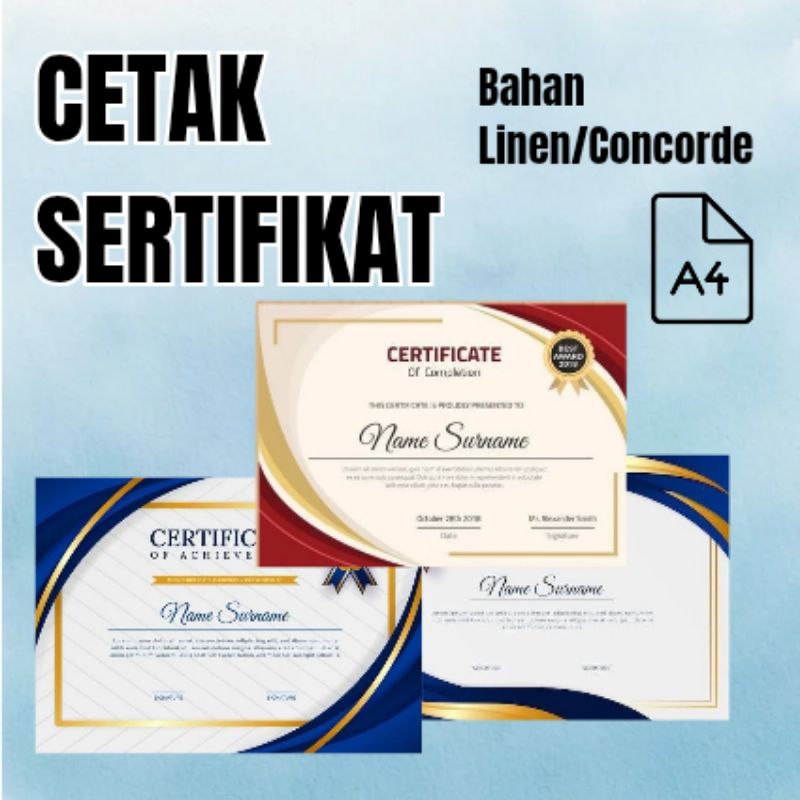 

SALE CETAK SERTIFIKAT / PIAGAM A4 F4 BAHAN BUFALLO [100% ORIGINAL]
