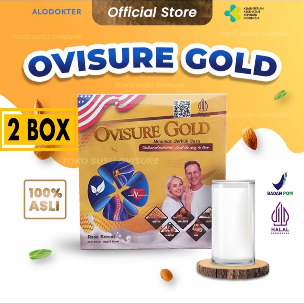 

PAKET 2 BOX OVISURE GOLD ORIGINAL SUSU OBAT VITAMIN TULANG DAN SENDI NYERI ASAM URAT SYARAF KEJEPIT KERAM ORIGINAL AS