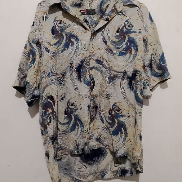 Kemeja Kaos Baju Polo Shirt brand Gufo Vintage Motif Abstrak Exsclusive 80s 90s XL (70x52) USA Y2K O
