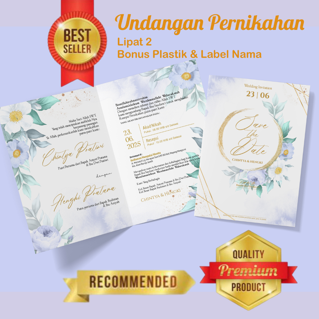 UNDANGAN PERNIKAHAN LIPAT 2 MURAH DESAIN SIMPEL ELEGAN TERBARU