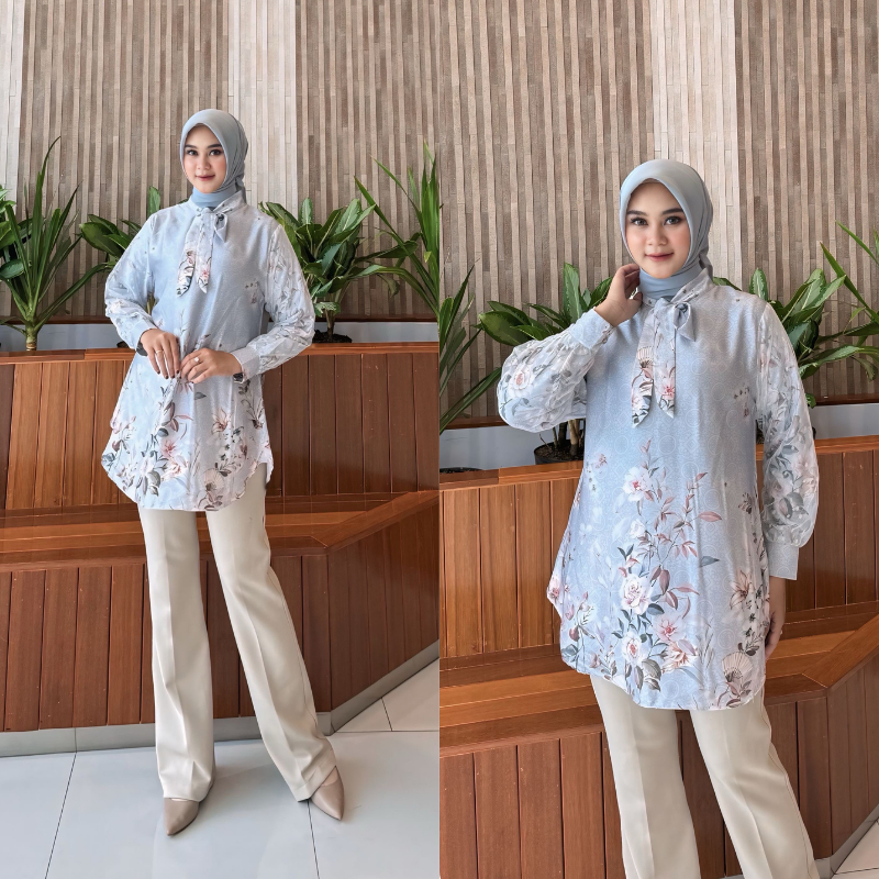 Dinara - Blouse Motif Zahara Premium | Bahan Armani Silk | Atasan Top Baju Wanita