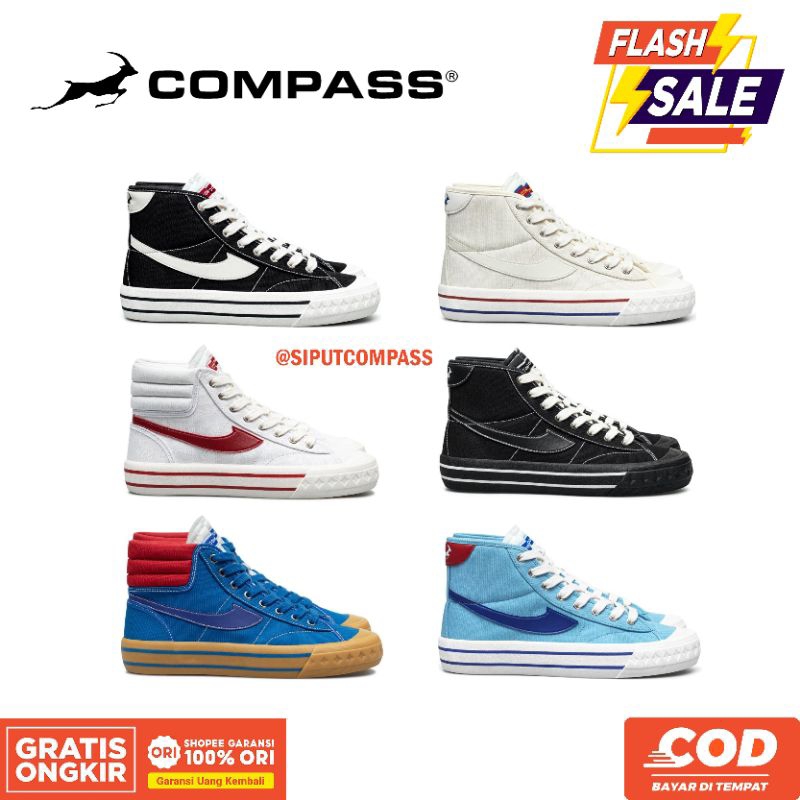 [ORIGINAL] Sepatu Compass Retrograde DECON High Cream / Black White / Double Black / White Red / Bab