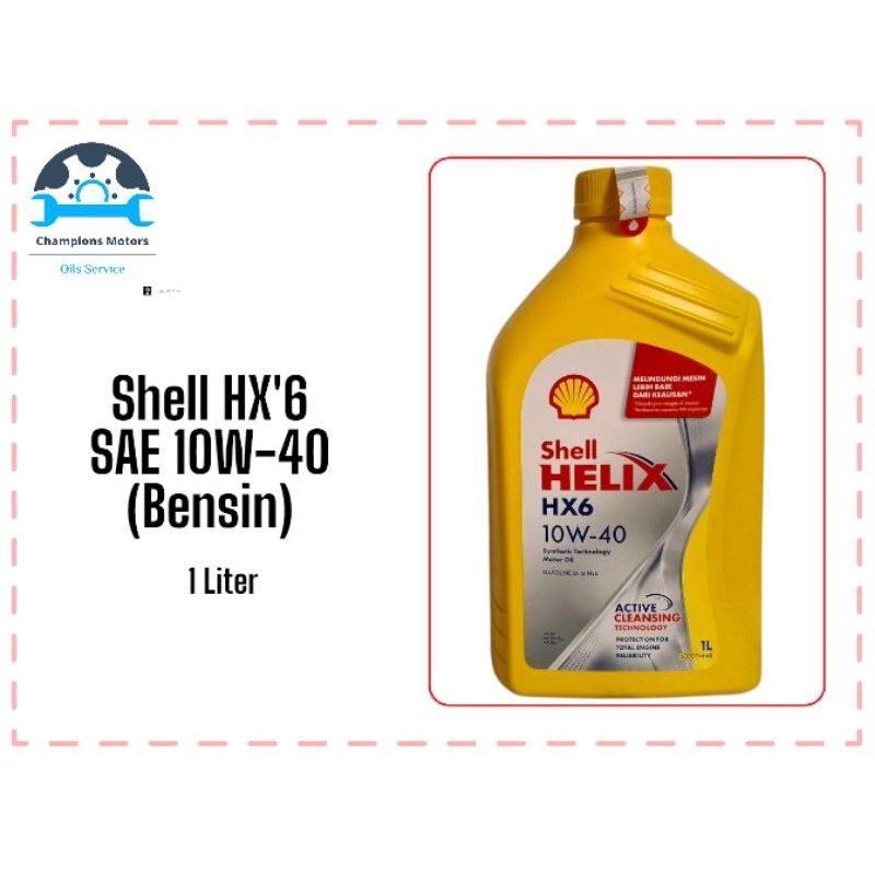 Oli Mesin Mobil Bensin Shell HX'6 SAE 10W-40-1Ltr (BARCODE CENTANG HIJAU) 100% ORI