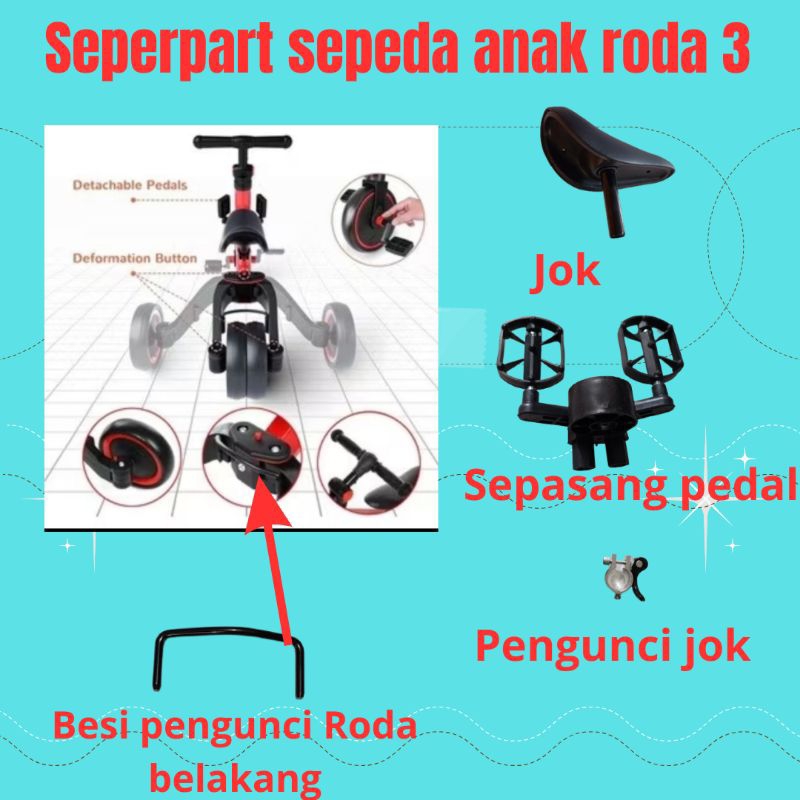 seperpart sepeda anak Roda 3 sepeda balance bike  sepeda balita