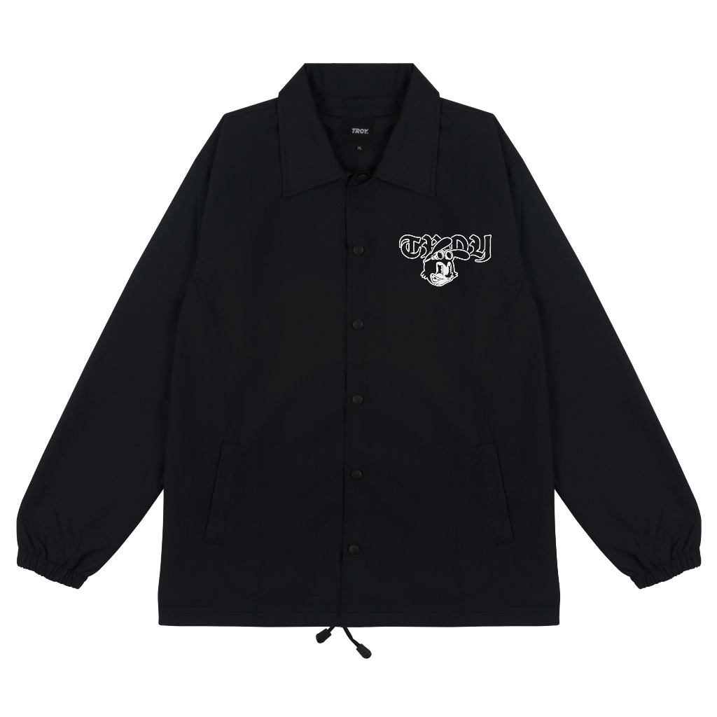 Troy Company Coach Jacket Deutsch Black - Jaket Windbreaker Hitam WN 3123