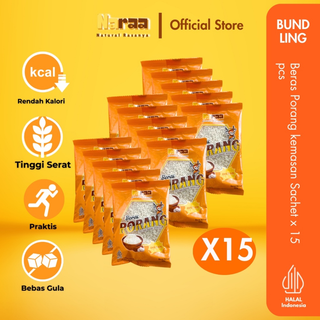

(FREE MIE PORANG) NARAA BUNDLING 15X SACHET BERAS PORANG 50GR II SHIRATAKI KONJAC