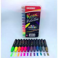 

krayon crayon murah meriah berkualitas tinggi merk Grebel neon and metalic oil pastel isi 12 pcs non toxic