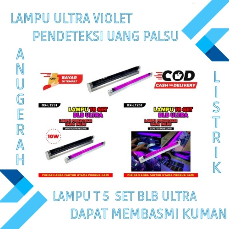LAMPU UV MONEY DETECTOR GAXINDO TL T5 SET ULTRAVIOLET 6/8/10 WATT  ALAT PENDETEKSI UANG PALSU