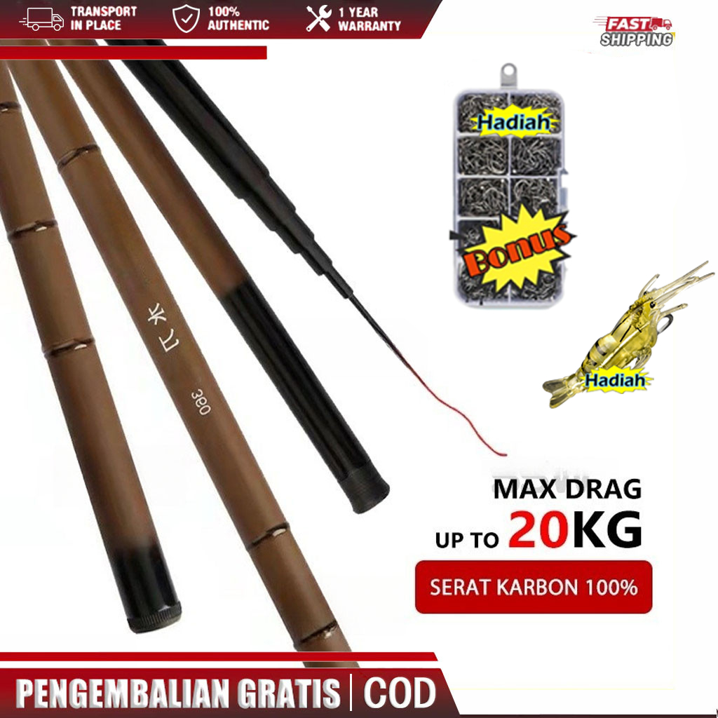 [Rintisanlaut] Joran pancing 3.6m/5.4m tegek ringan kuat joran pancing tegek carbon super ringan kak
