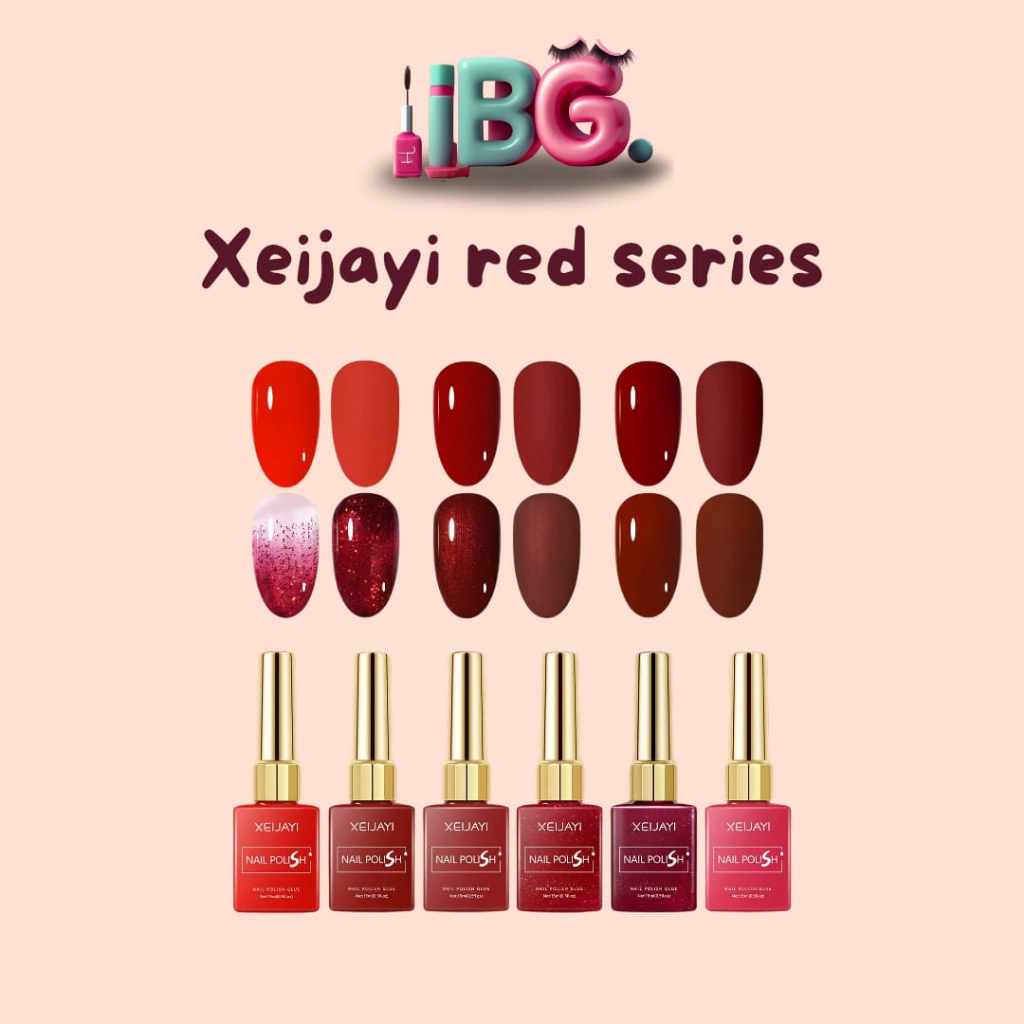 Xeijayi Red Nail Gel Series Maroon Nail Art Nail Art Gel Merah Nail Gel Merah Marun & Pink Cateye Nail Art Gel Seri Merah