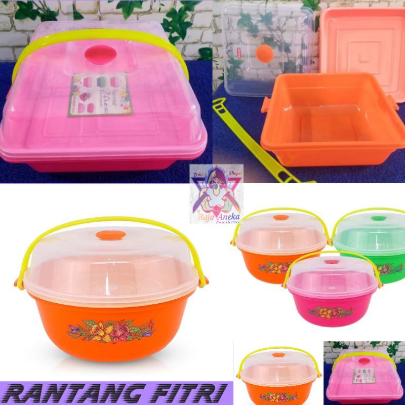 RANTANG FITRI BULAT DAN KOTAK PLASTIK SUSUN 2 TEMPAT MAKAN FOOD STORAGE WADAH SERBAGUNA / RANTANG MA