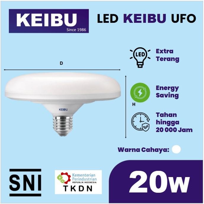 Lampu KEIBU UFO LED 20watt (20W) Cahaya Putih.