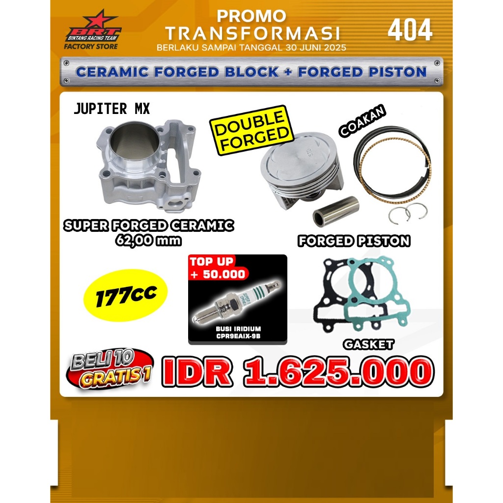 BLOK CERAMIC 62.00 MM + FORGED PISTON 177 CC JUPITER MX BINTANG RACING TEAM