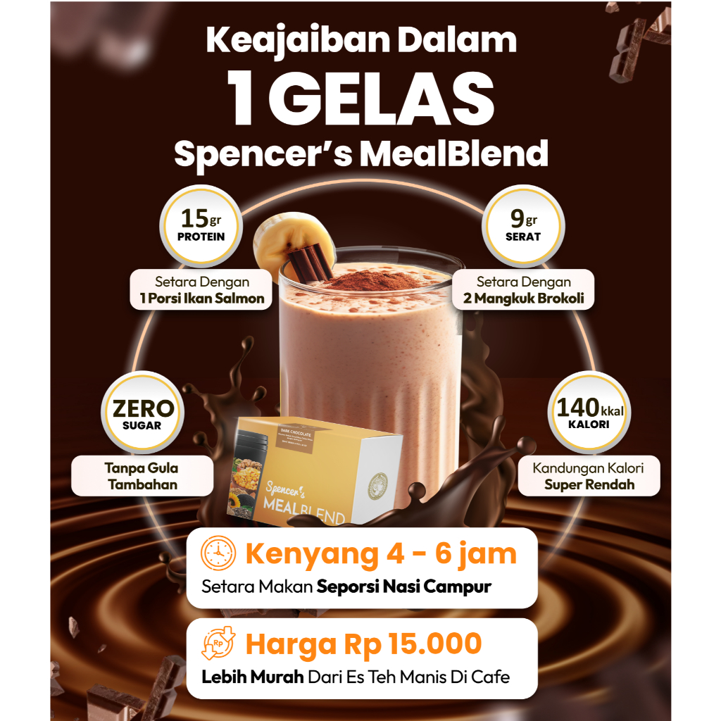 

Spencer's Mealblend 1 Box isi 15 Sachet - Meal Replacement Alami & Nutrisi Lengkap