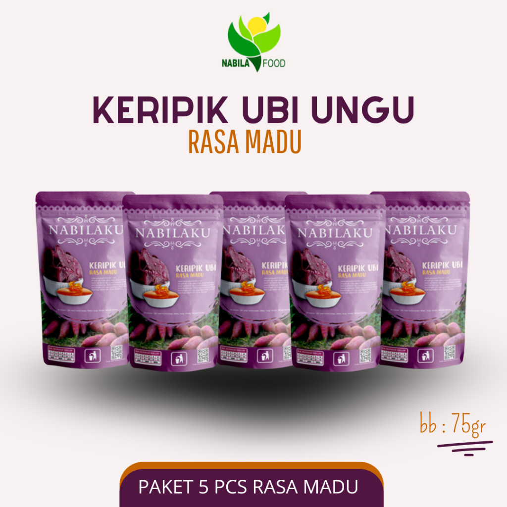 

NABILAKU - Snack Keripik Ubi Ungu RASA MADU Kemasan 75 gr - 5 Pcs