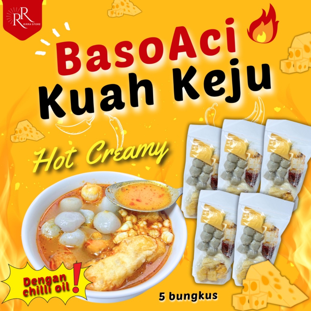 

[CHEESE CREAMY] 5 BKS BASO ACI ORIGINAL KUAH KEJU HOT CREAMY INSTAN FOOD Kaldu Pedas Chili Seblak Cuangki Spicy