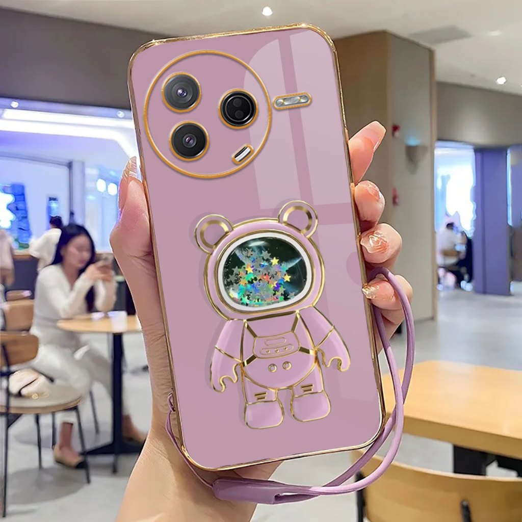 SoftCase Poco F7 Pro Casing Terbaru Softcase Stand Holder Astronot Luxury Plating