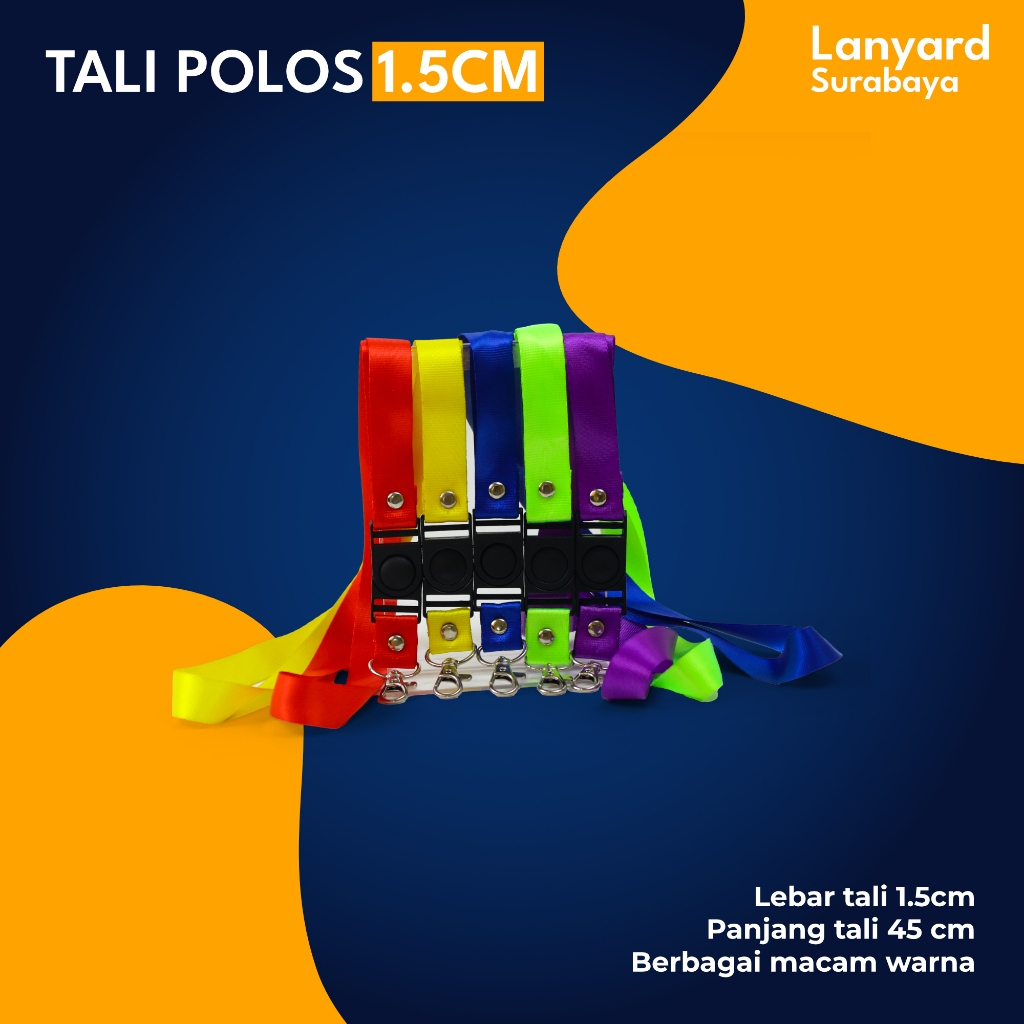 

Tali lanyard Gantungan idcard nametag Polos uk 1.5 cm bahan nylon polos