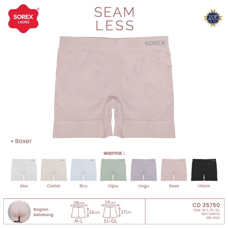 Isi  ( 3, 6, 12PCS ) CD Sorex 35750 Celana Dalam Wanita Dewasa CD Seamless Boxer Segiempat Rajut Ela