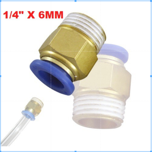 KONEKTOR PNEUMATIC SLIP LOCK 1/4 X 6MM STRAIGHT FITTING PU SELANG MALE THREAD DRAT LUAR 12.7 MM
